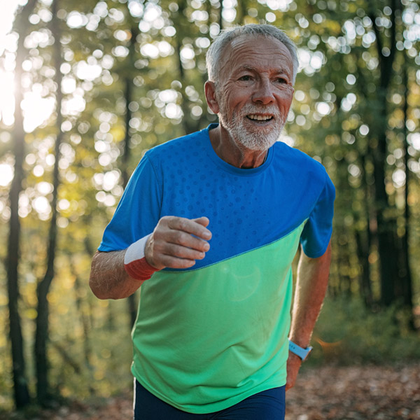 mature man running outside